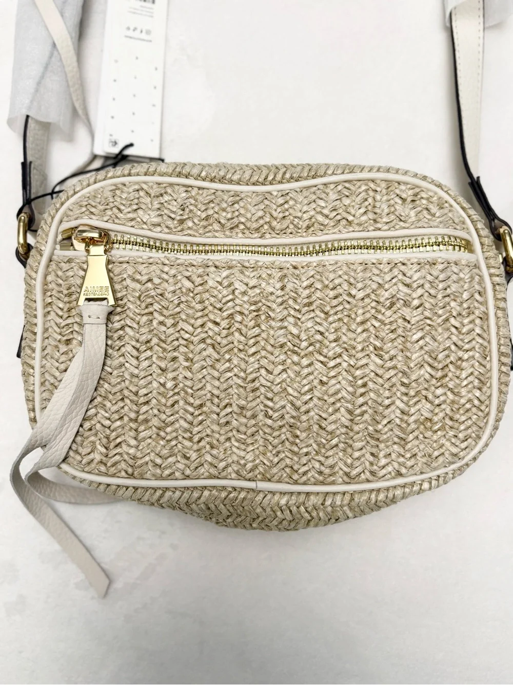 AIMEE KESTENBERG Berlin Leather Crossbody Bag In Straw W/vanilla